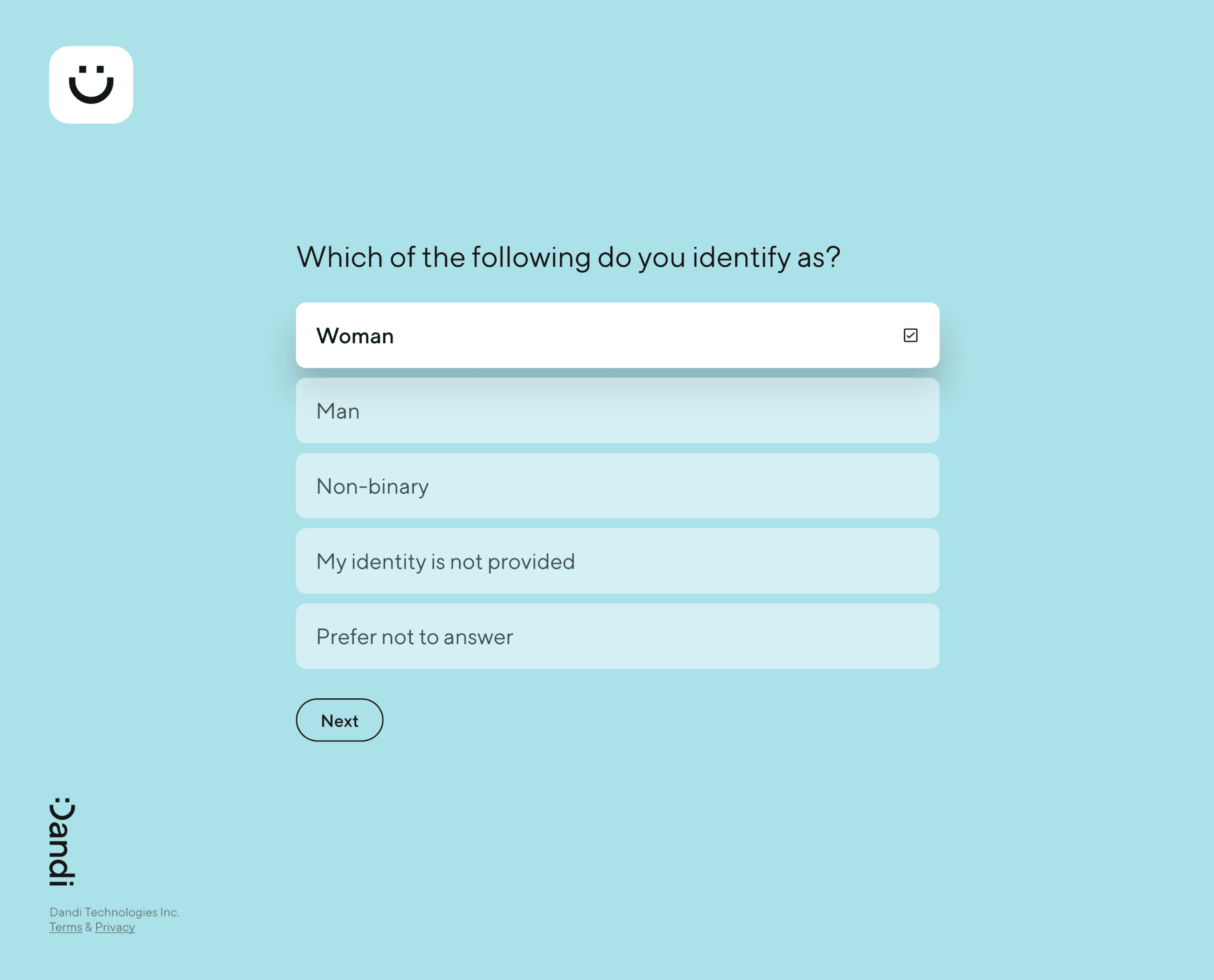 Sample Self-ID survey created and distributed through Dandi Collect.